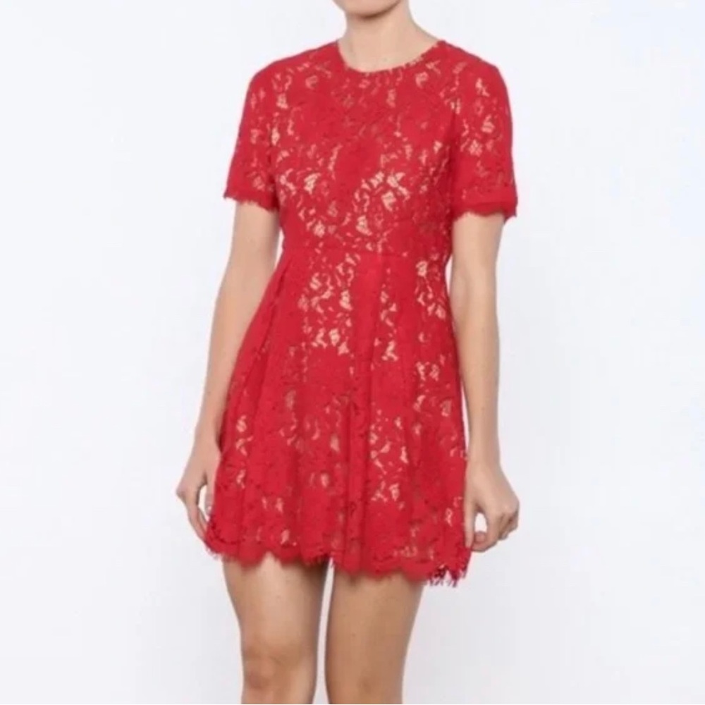 Lush Red Lace Skater Dress M